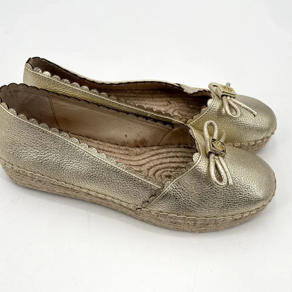 KATE SPADE Gold Loranne Espadrille Slip Ons // 9.5